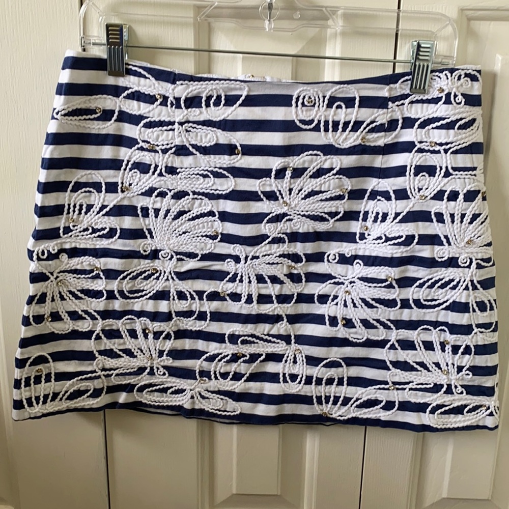 Navy Stripe Lilly Pulitzer Rhinestone Skirt